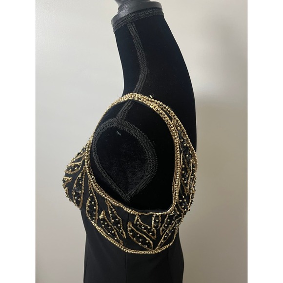 Vintage Rickie Freeman Black and Gold Gown - Size 6 - Picture 5 of 14